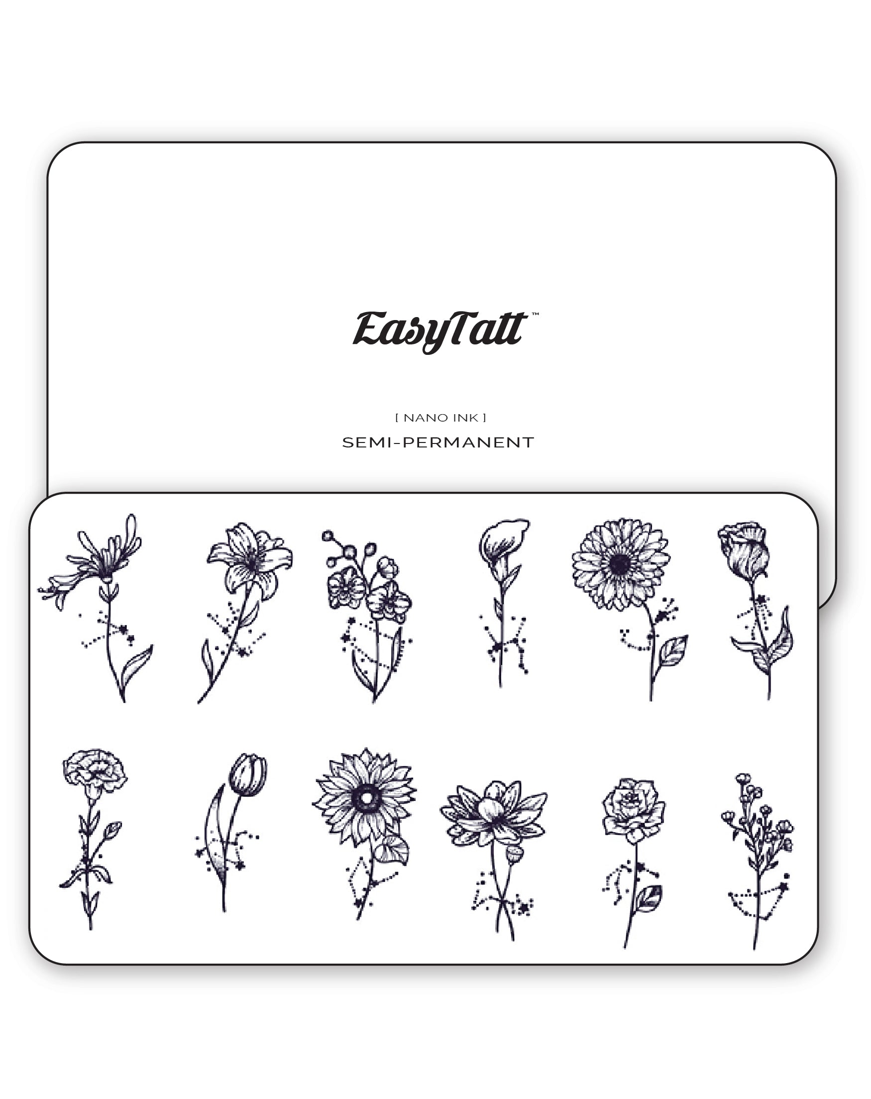 (12 Tattoos) Celestial Flowers - Semi-Permanent Tattoos