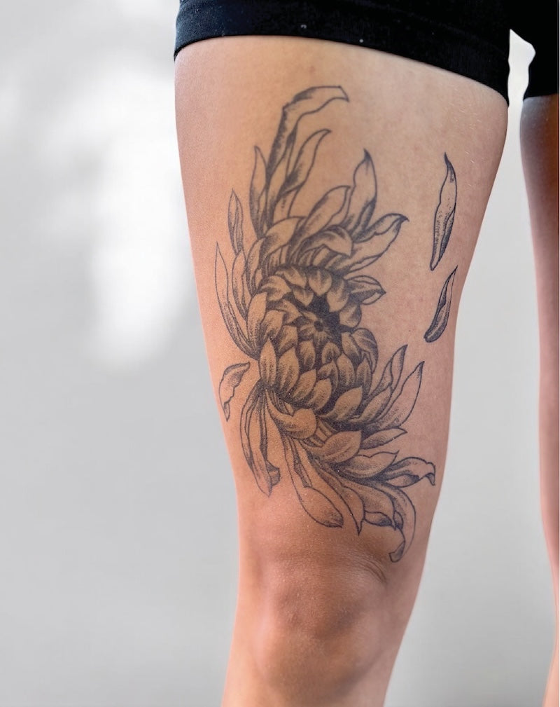 Japanese Chrysanthemum - Semi-Permanent Tattoo